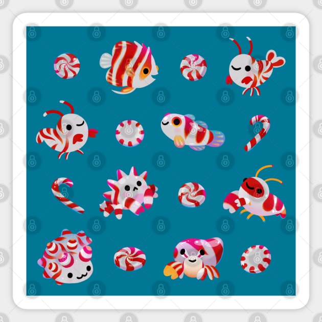 Sea Peppermint Candies Sticker by pikaole